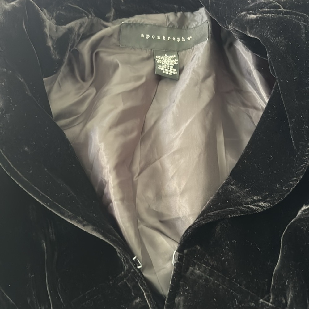Apostrophe black velvet fitted blazer jacket coat women’s size 2 holiday party - Picture 4 of 10